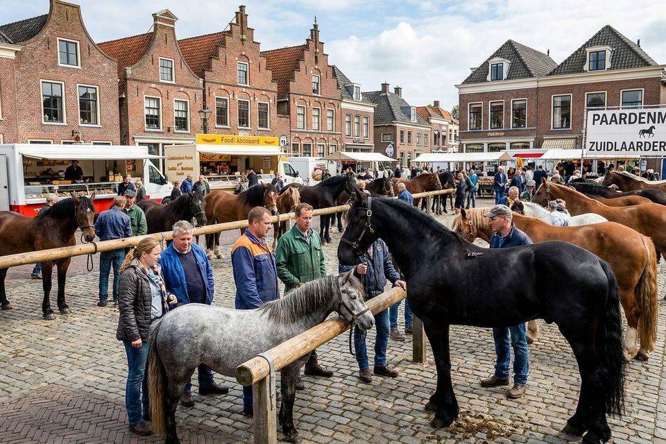 Paarden op een Nederlandse markt
