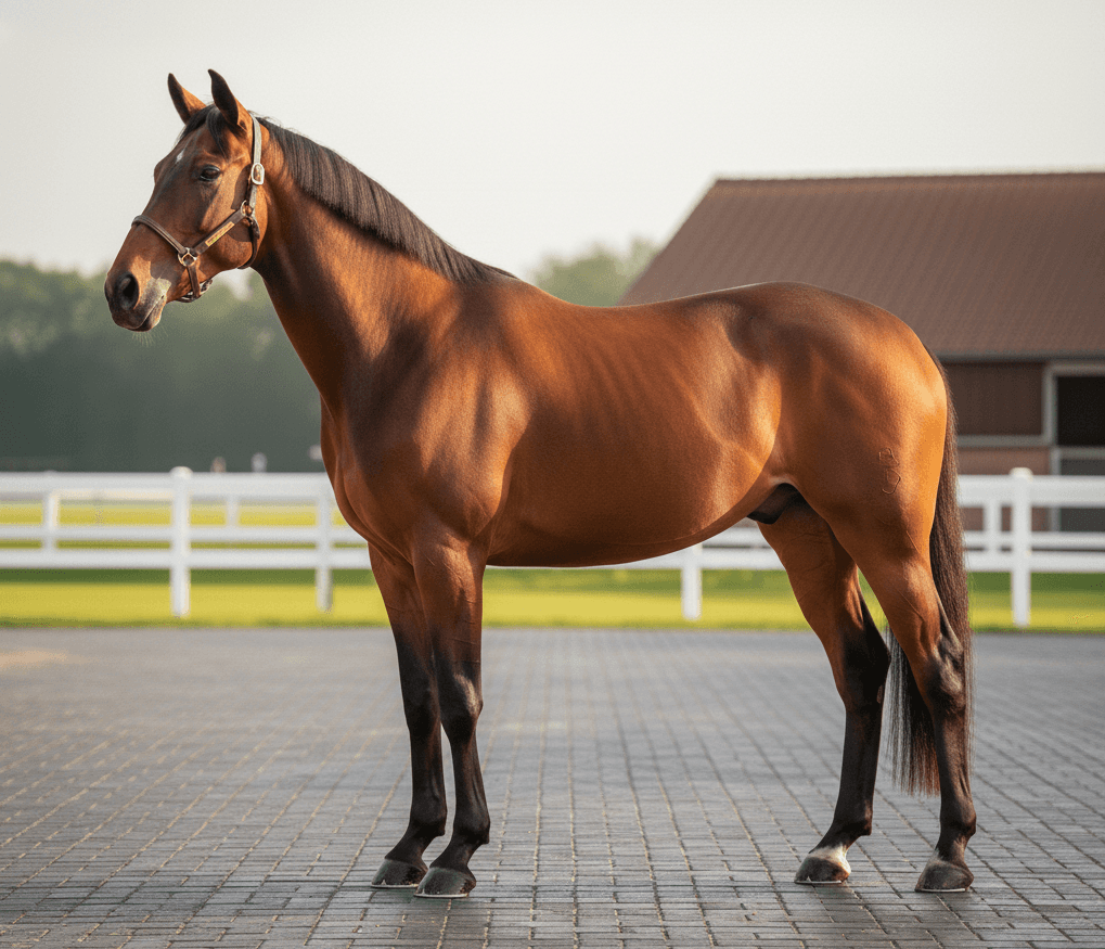 Conformation photo horse selling from side